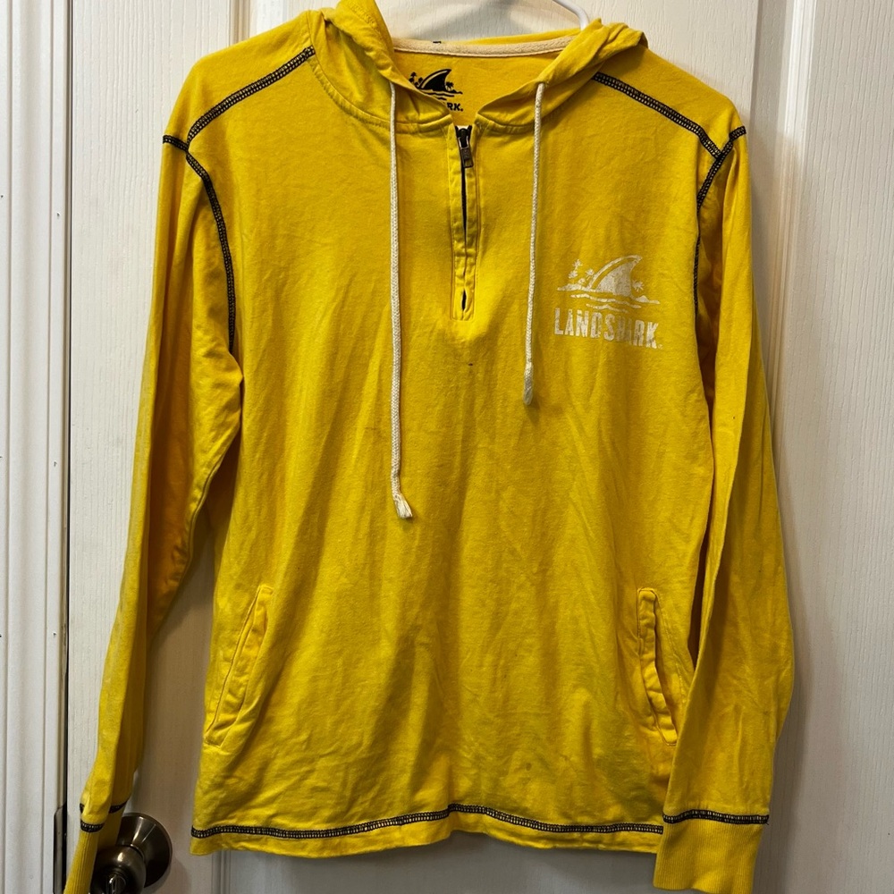 Yellow land shark half zip lightweight hoodie